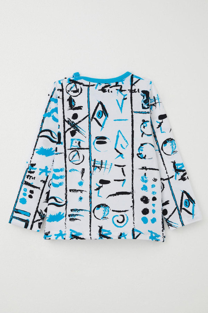 BRE Breeze Boys' Pyjama Set Patterned with Elastic Waist and Cuffs 1-3 Years, White - Georgetown
