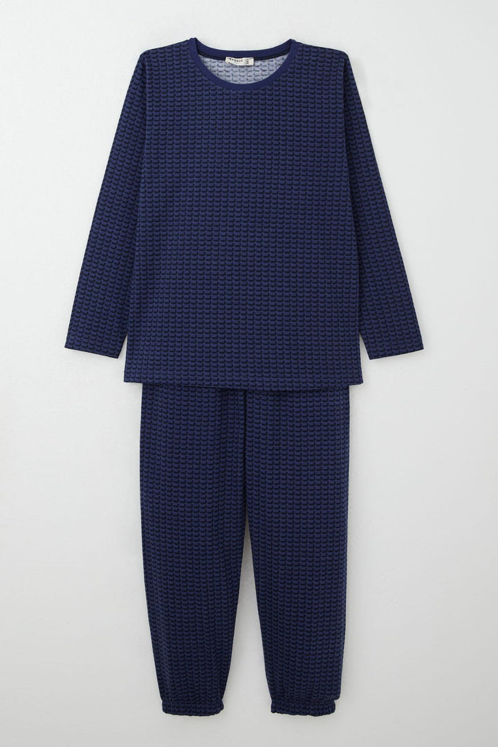 BRE Breeze Boys' Pyjama Set Patterned Elastic Waistband and Cuffs 92 Years, Navy Blue - San Jose