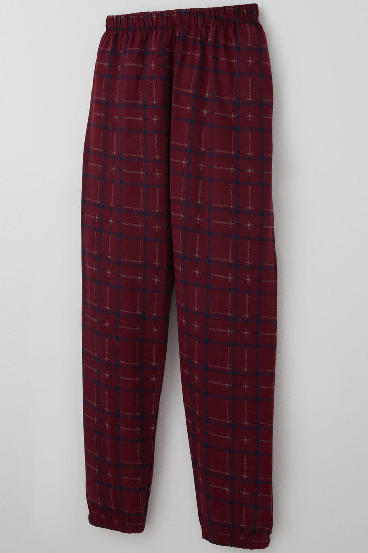 BRE Breeze Boys' Pyjama Set Plaid Patterned 92 Years, Plum - Claremont