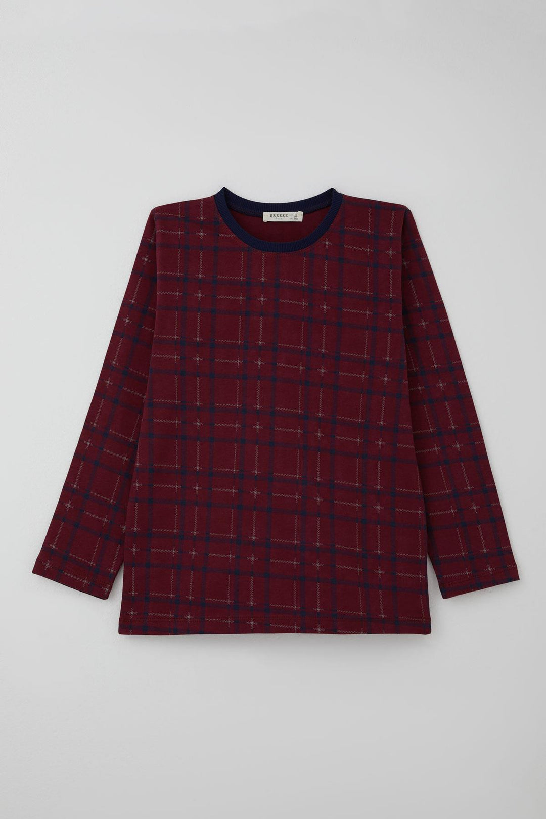 BRE Breeze Boys' Pyjama Set Plaid Patterned 92 Years, Plum - Claremont