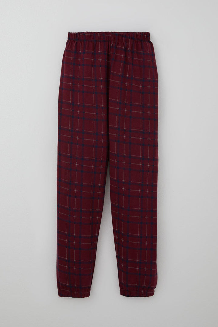 BRE Breeze Boys' Pyjama Set Plaid Patterned 92 Years, Plum - Claremont