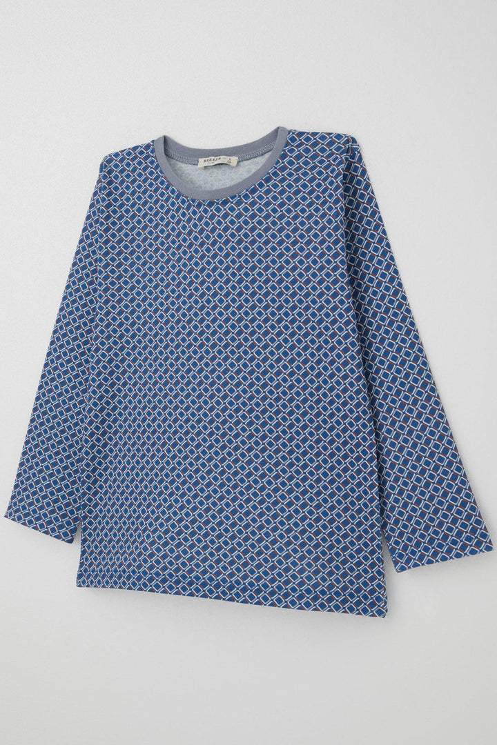 BRE Breeze Boys' Pajama Set Square Patterned 4-8 Years, Blue - Wunstorf