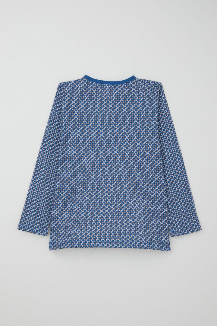 BRE Breeze Erkek Çocuk Pijama Takımı Kare Desenli 92 Yaş, Mavi - Athens