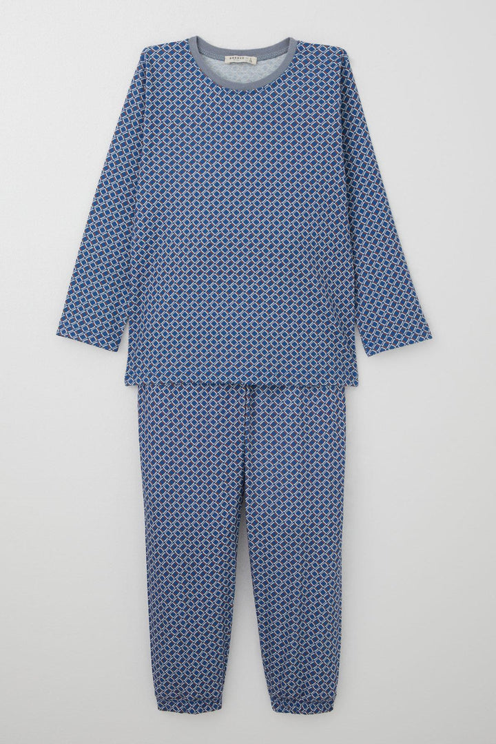 BRE Breeze Boys' Pajama Set Square Patterned 4-8 Years, Blue - Wunstorf