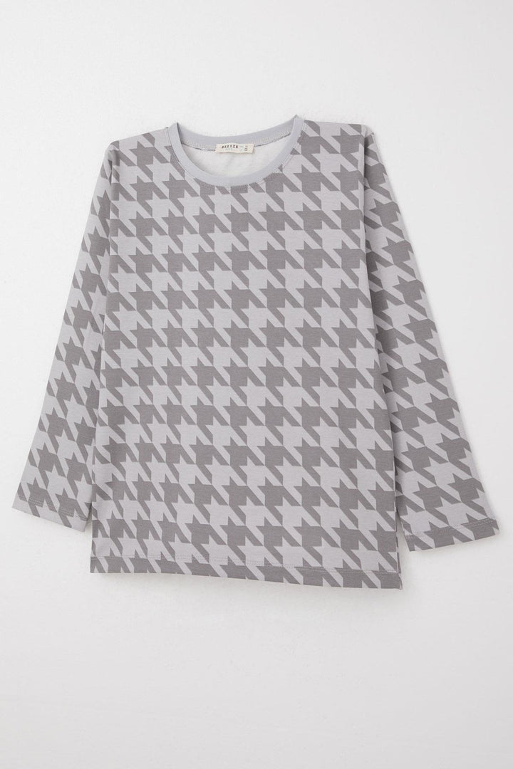 BRE Breeze Boys' Pyjama Set Houndstooth Patterned 92 Years, Grey - Villaflores