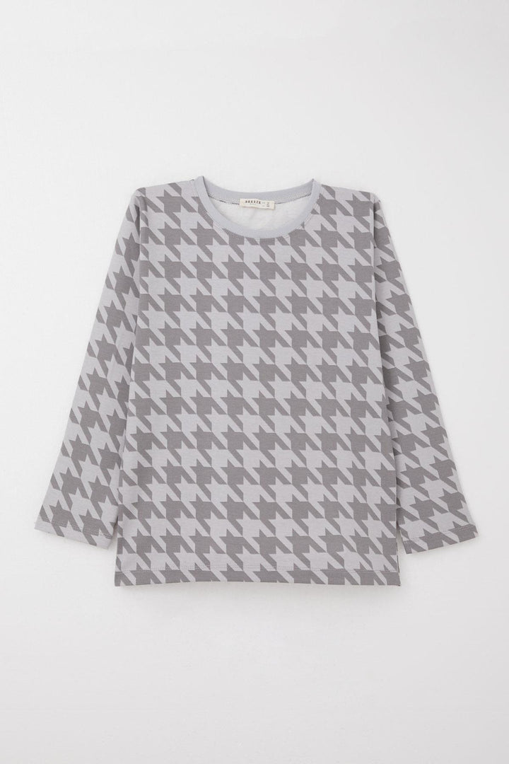 BRE Breeze Boys' Pyjama Set Houndstooth Patterned 92 Years, Grey - Villaflores