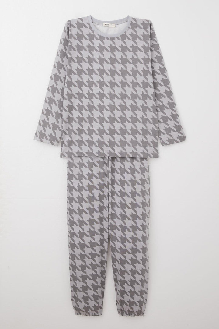 BRE Breeze Boys' Pyjama Set Houndstooth Patterned 92 Years, Grey - Villaflores
