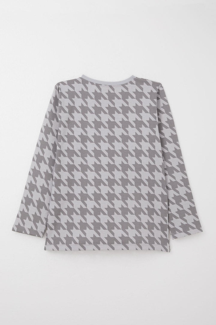BRE Breeze Boys' Pyjama Set Houndstooth Patterned 92 Years, Grey - Villaflores