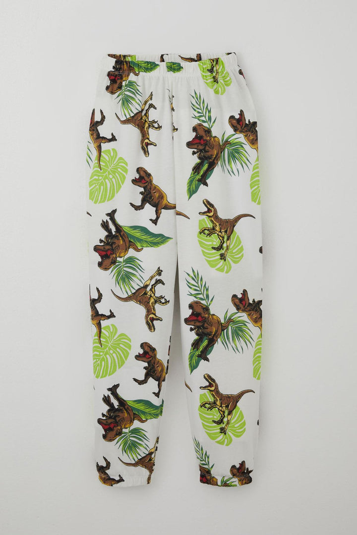 BRE Breeze Erkek Çocuk Pijama Takımı Kükreyen Orman Dinozoru 4-8 Yaş, Beyaz - Nanterre
