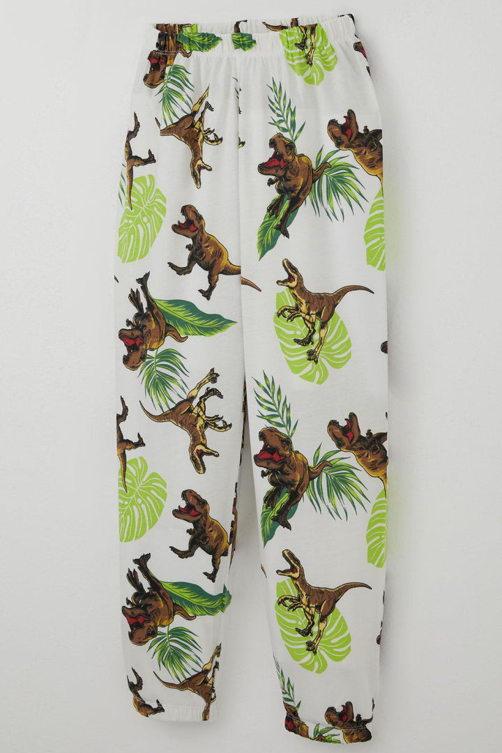 BRE Breeze Erkek Çocuk Pijama Takımı Kükreyen Orman Dinozoru 4-8 Yaş, Beyaz - Nanterre