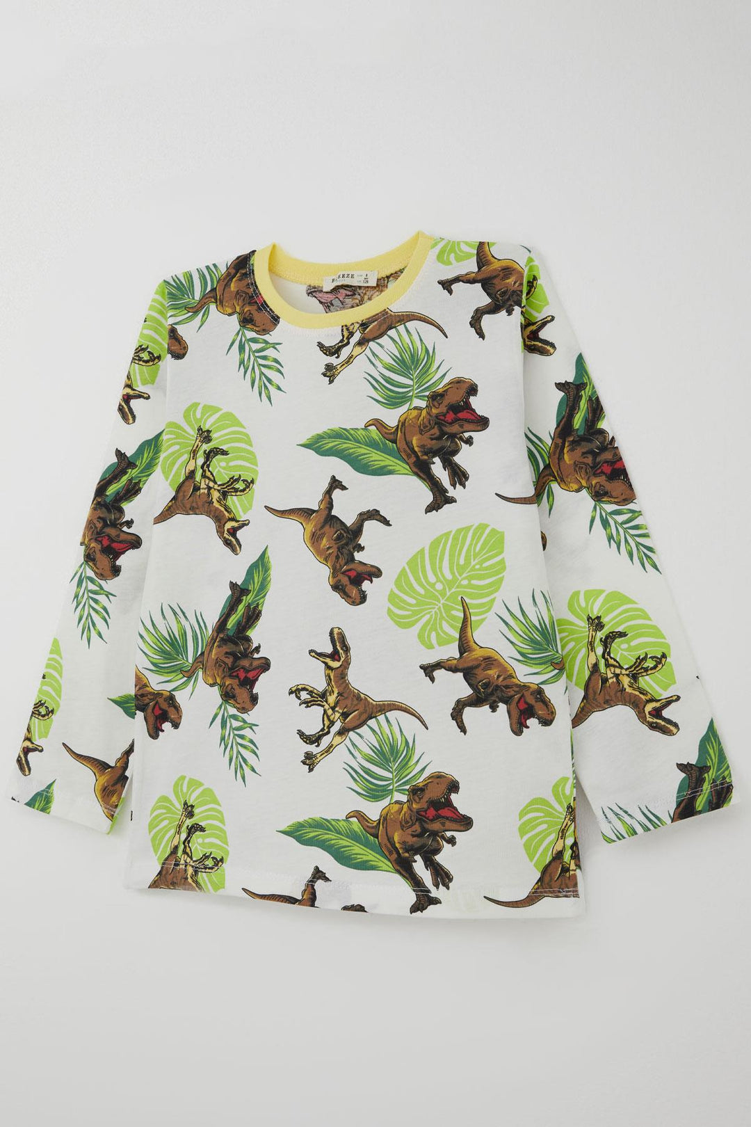 BRE Breeze Erkek Çocuk Pijama Takımı Kükreyen Orman Dinozoru 4-8 Yaş, Beyaz - Nanterre