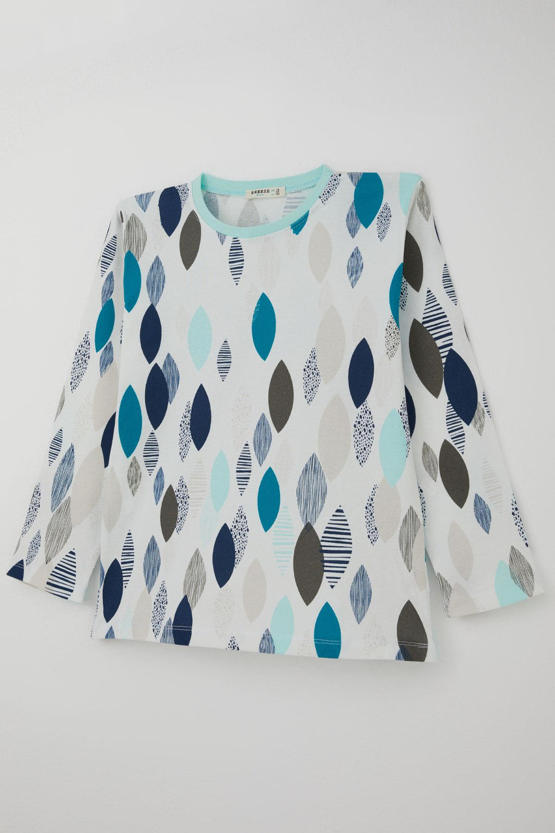 BRE Breeze Erkek Çocuk Pijama Takımı Mavi Rüya Yaprak Desenli 92 Yaş, Beyaz - Boston