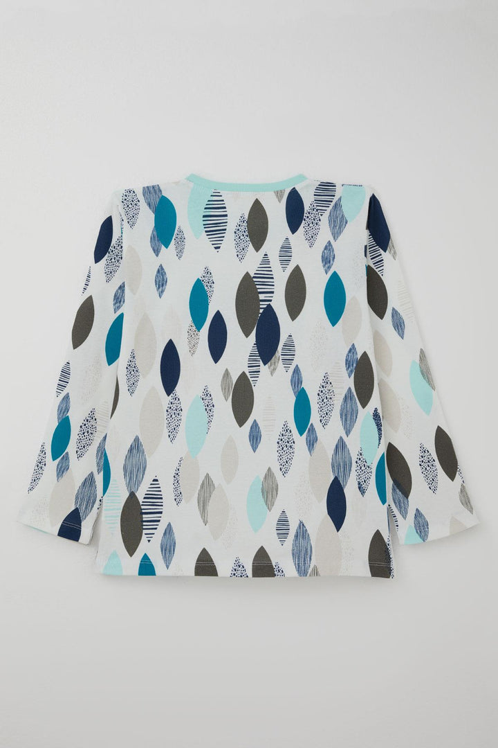 BRE Breeze Erkek Çocuk Pijama Takımı Mavi Rüya Yaprak Desenli 92 Yaş, Beyaz - Boston