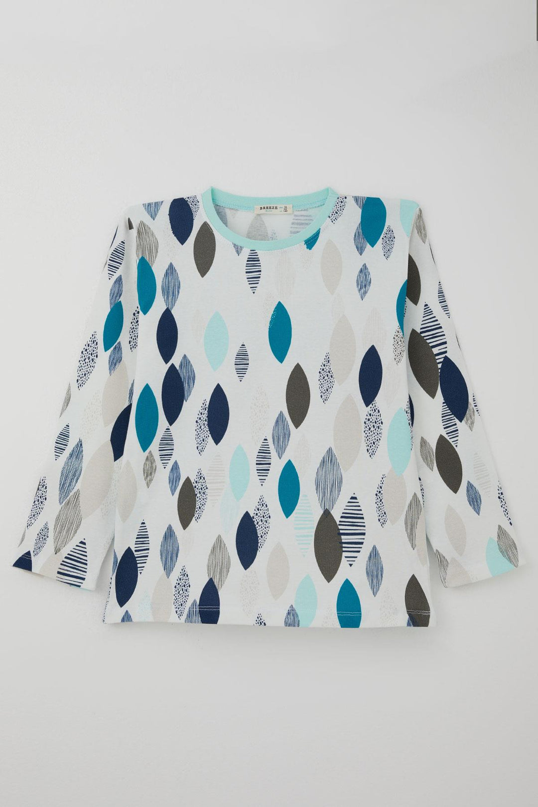 BRE Breeze Erkek Çocuk Pijama Takımı Mavi Rüya Yaprak Desenli 92 Yaş, Beyaz - Boston