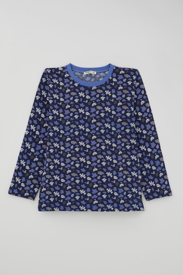 BRE Breeze Erkek Çocuk Pijama Takımı Modern Kare & Kamuflaj Desenli 4-8 Yaş , Morcivert - Kalamariá