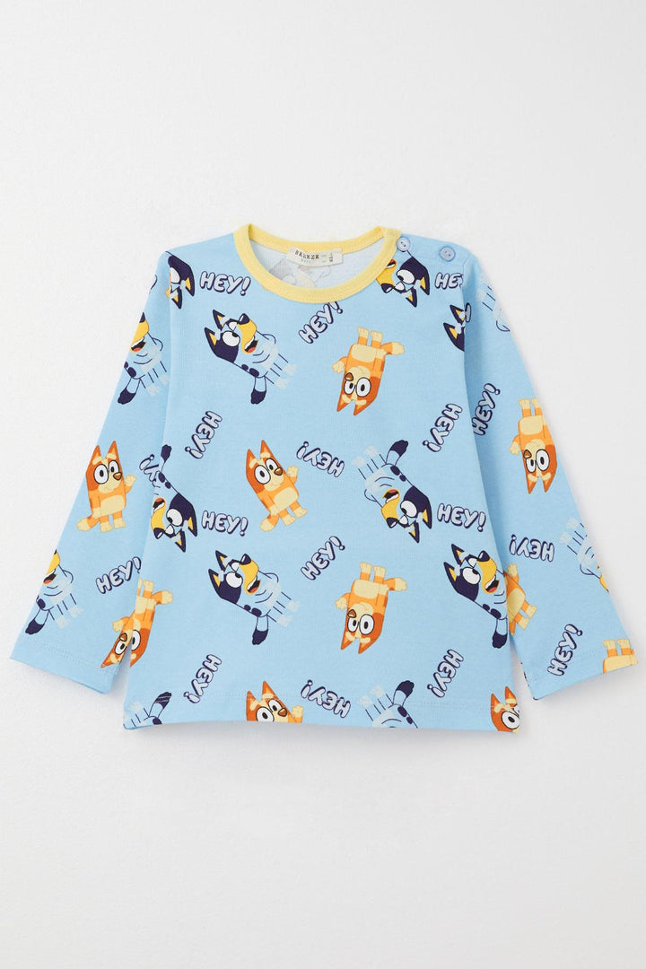 BRE Breeze Boys' Pyjama Set Happy Little Dogs Patterned 1-3 Years, Light Blue - Crewe