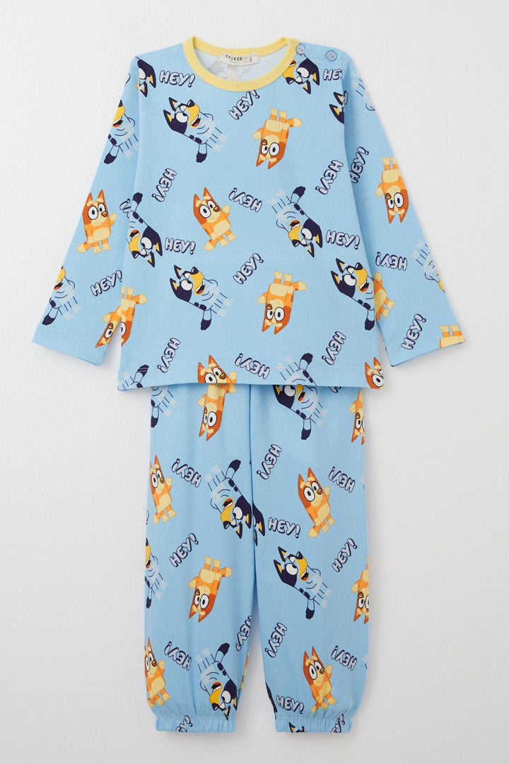 BRE Breeze Boys' Pyjama Set Happy Little Dogs Patterned 1-3 Years, Light Blue - Crewe