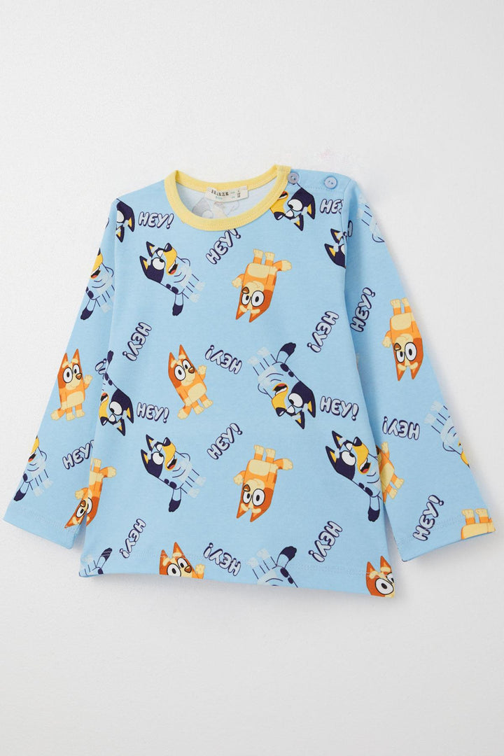 BRE Breeze Boys' Pyjama Set Happy Little Dogs Patterned 1-3 Years, Light Blue - Crewe