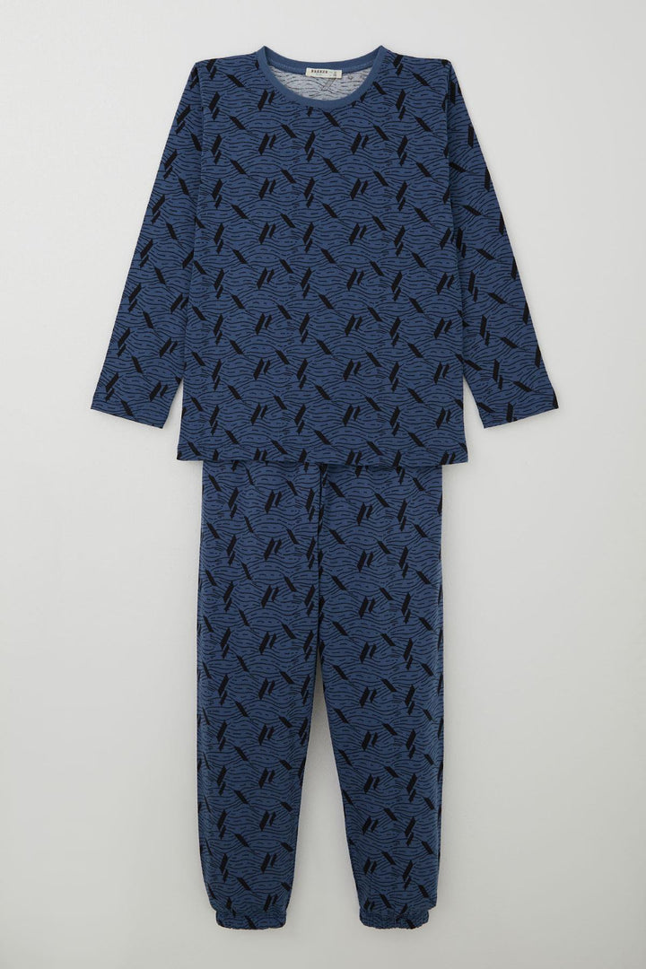 BRE Breeze Erkek Çocuk Pijama Takımı Okyanus Çizgisi Dalga Desenli 92 Yaş, İndigo - Königswinter