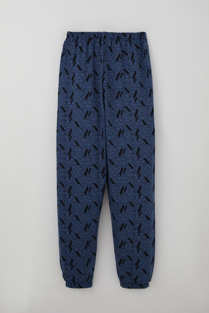 BRE Breeze Erkek Çocuk Pijama Takımı Okyanus Çizgisi Dalga Desenli 92 Yaş, İndigo - Königswinter