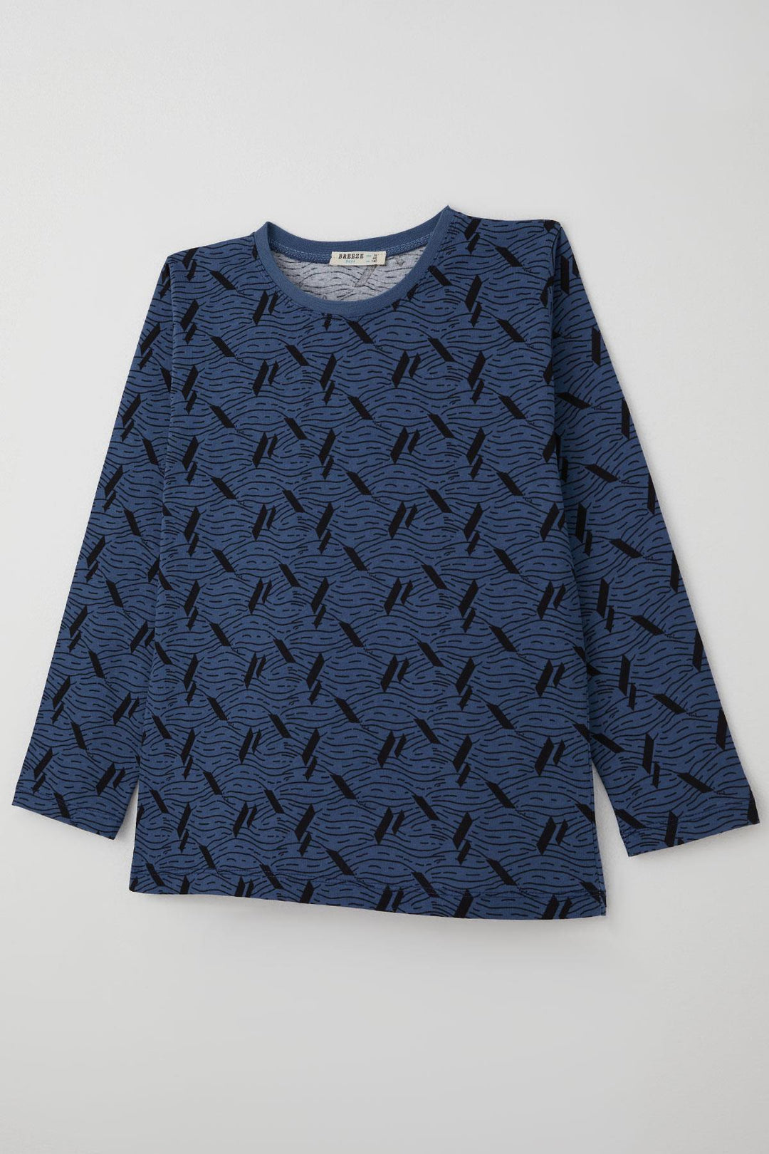 BRE Breeze Erkek Çocuk Pijama Takımı Okyanus Çizgisi Dalga Desenli 92 Yaş, İndigo - Königswinter