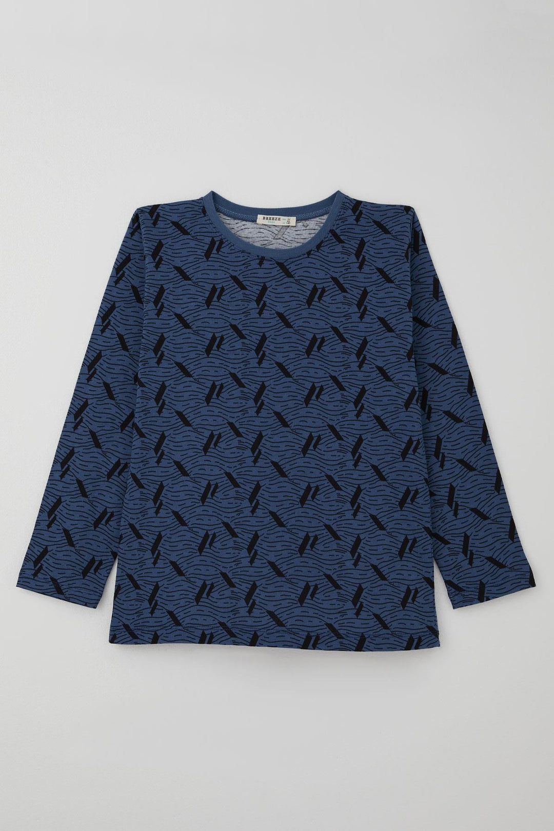 BRE Breeze Erkek Çocuk Pijama Takımı Okyanus Çizgisi Dalga Desenli 92 Yaş, İndigo - Königswinter