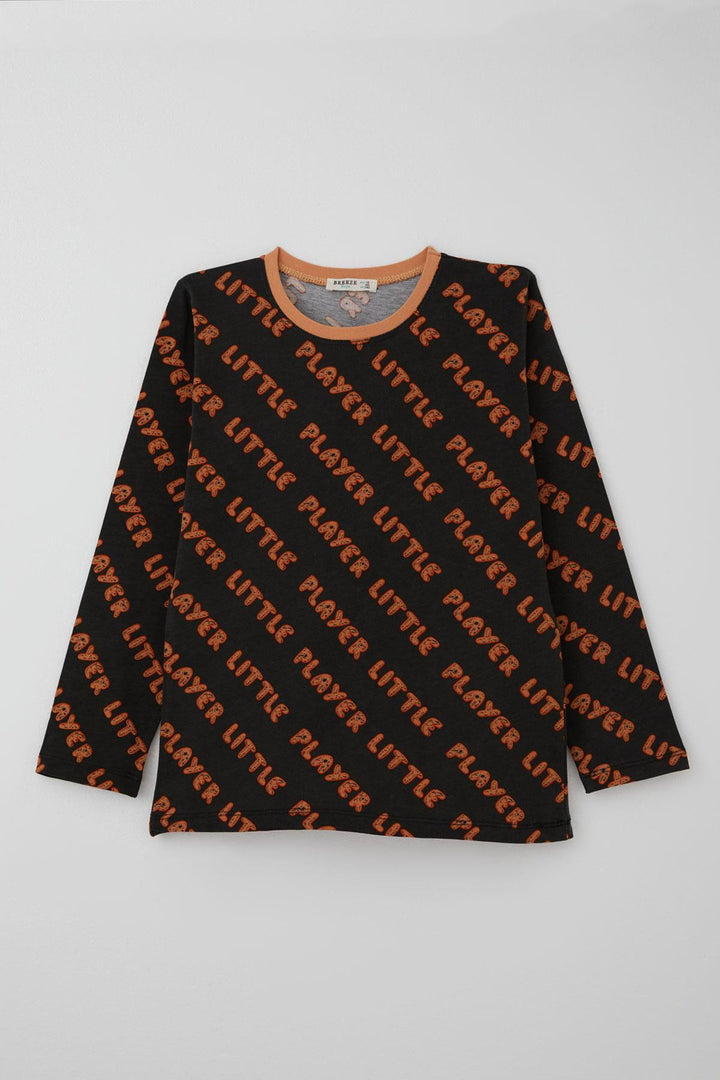 BRE Breeze Erkek Çocuk Pijama Takımı Oyun Zamanı Küçük Oyuncu Yazılı 92 Yaş, Koyu Kahve - Richmond