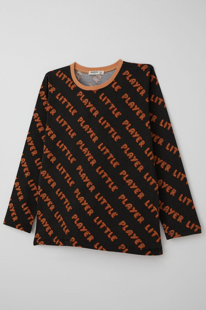 BRE Breeze Erkek Çocuk Pijama Takımı Oyun Zamanı Küçük Oyuncu Yazılı 92 Yaş, Koyu Kahve - Richmond