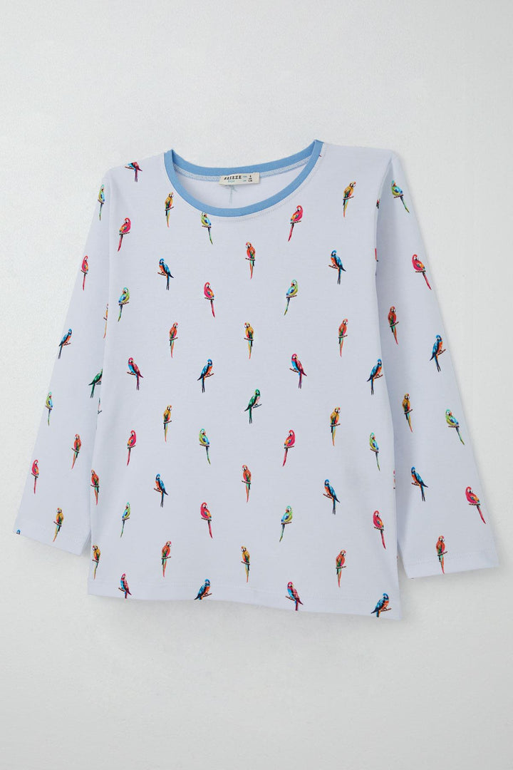 BRE Breeze Boys' Pajama Set Colorful Parrot Patterned 4-8 Years, Ice Blue - Fremont