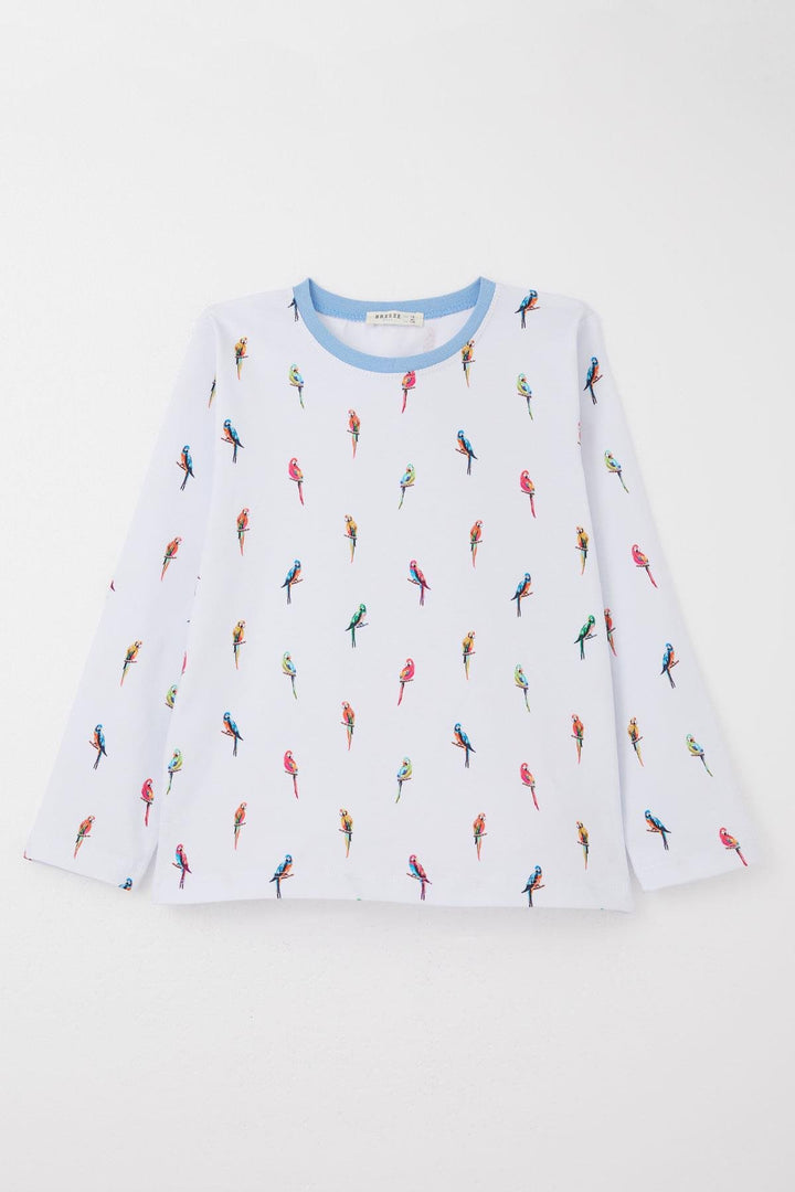 BRE Breeze Boys' Pajama Set Colorful Parrot Patterned 92 Years, Ice Blue - Eisenach