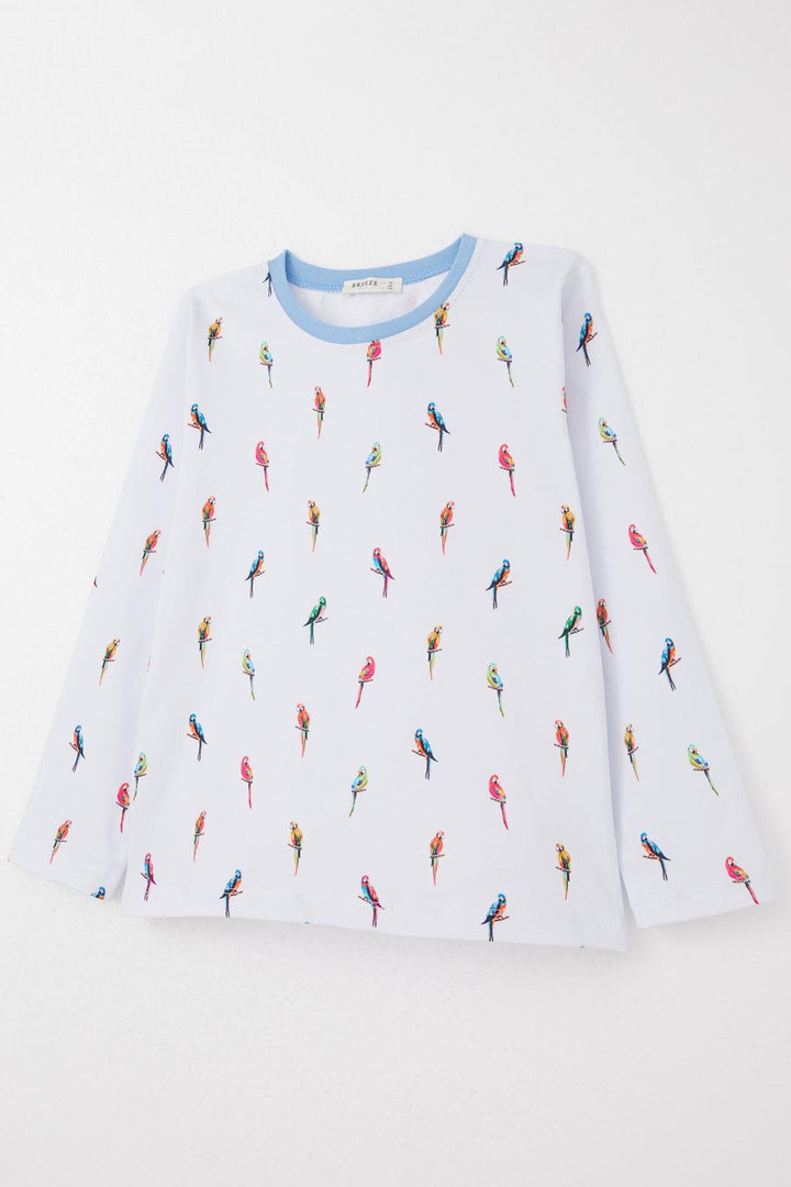 BRE Breeze Boys' Pajama Set Colorful Parrot Patterned 92 Years, Ice Blue - Eisenach
