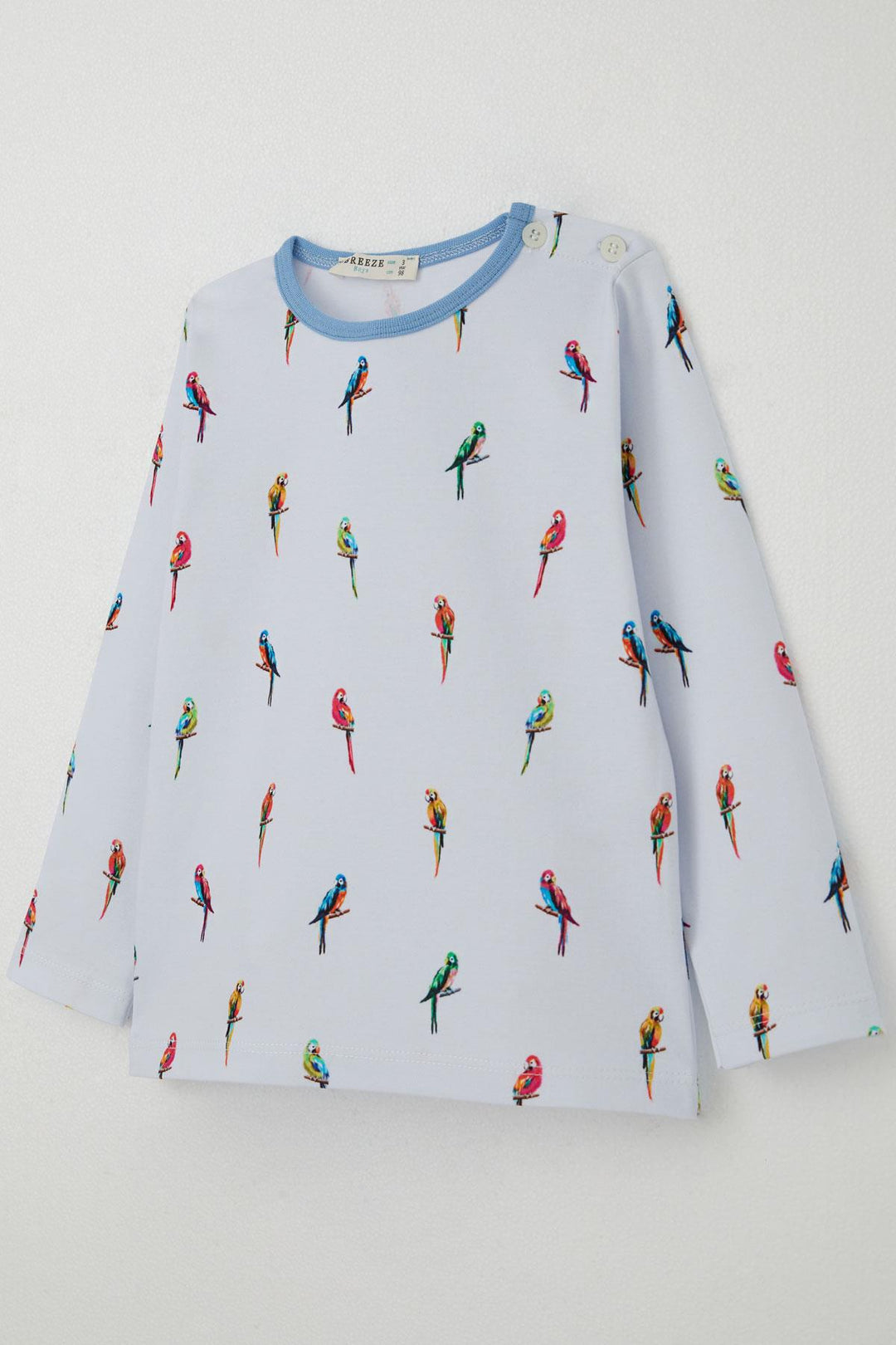 BRE Breeze Boys' Pajama Set Colorful Parrot Patterned 1-3 Years, Ice Blue - Lower Paxton