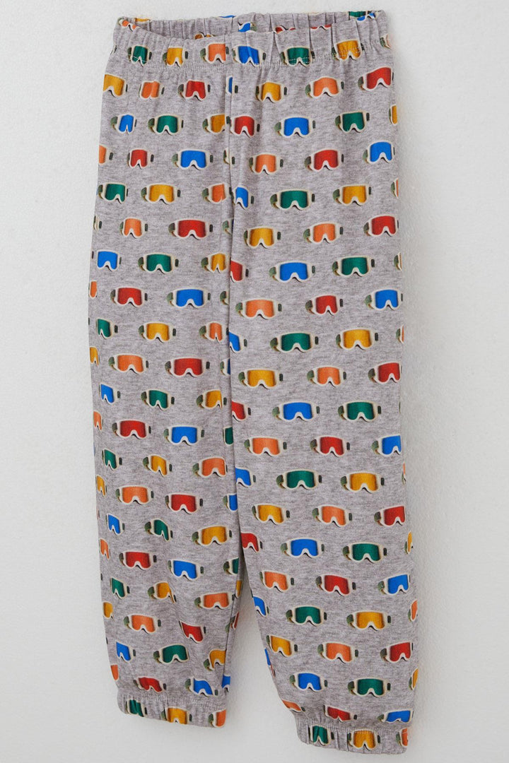 BRE Breeze Erkek Çocuk Pijama Takımı Renkli Kayakçı Gözlüğü Desenli 1-3 Yaş, Gri Melanj - Hoogvliet