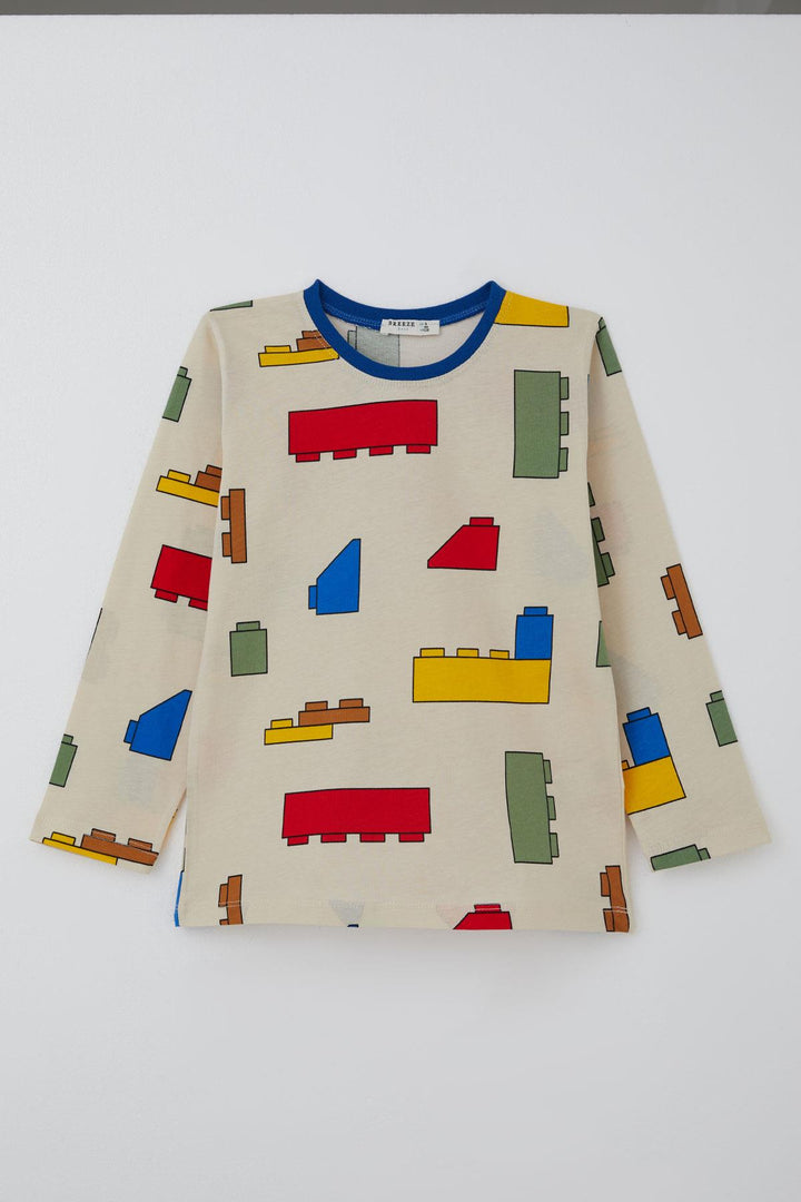 BRE Breeze Boys' Pajama Set Colorful Lego Patterned 4-8 Years, Cream - Grugliasco