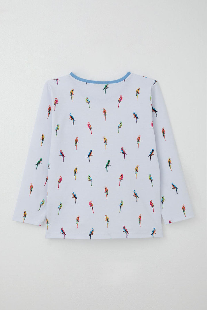 BRE Breeze Boys' Pajama Set Colorful Parrot Patterned 4-8 Years, Ice Blue - Fremont