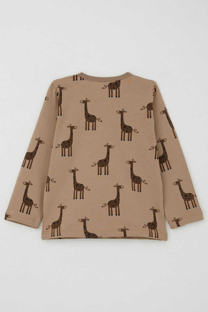 BRE Breeze Boys' Pyjama Set Cute Giraffe Patterned 1-3 Years, Mink - Centennial
