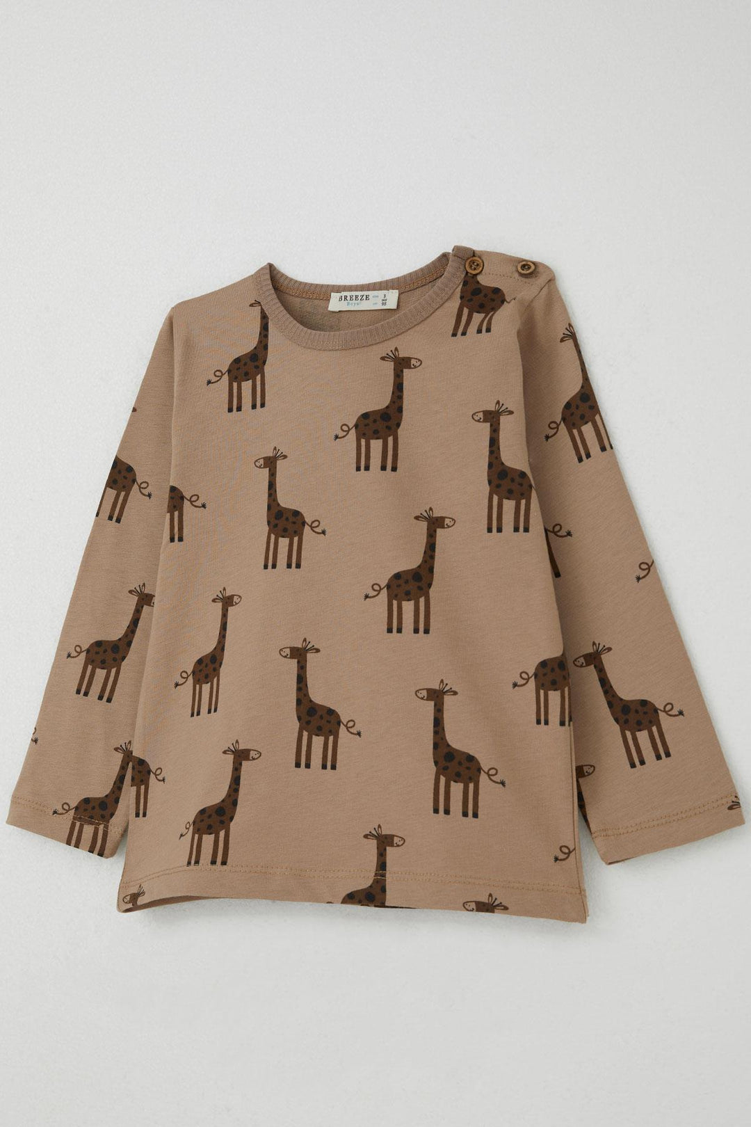 BRE Breeze Boys' Pyjama Set Cute Giraffe Patterned 1-3 Years, Mink - Centennial