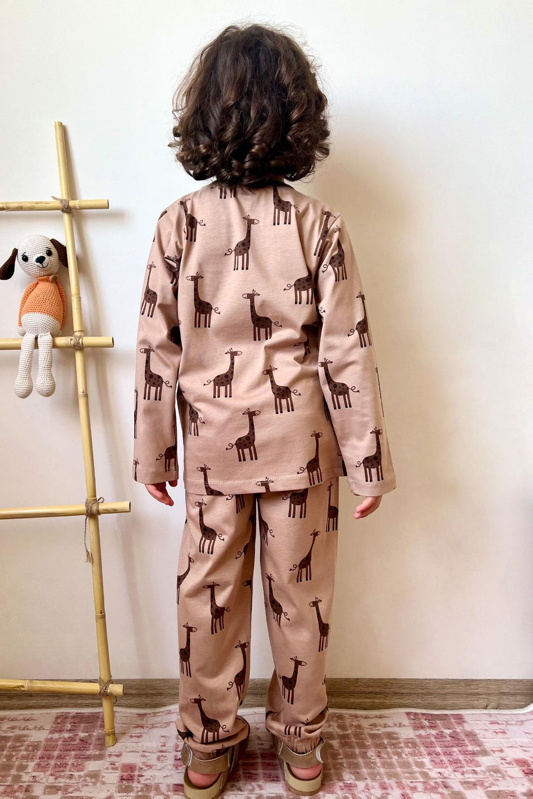 BRE Breeze Boys' Pyjama Set Cute Giraffe Patterned 4-8 Years, Mink - Ladispoli