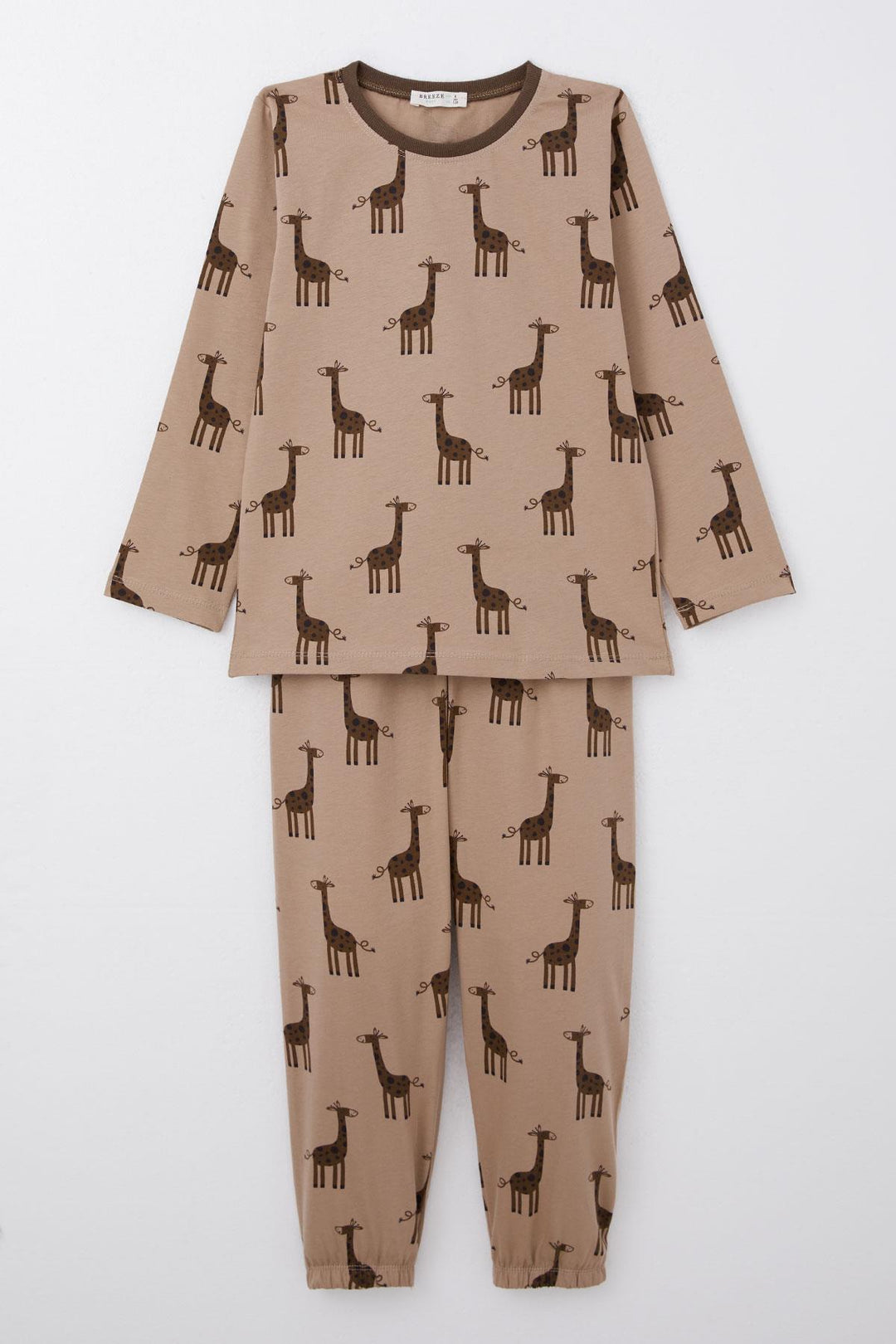 BRE Breeze Boys' Pyjama Set Cute Giraffe Patterned 4-8 Years, Mink - Ladispoli