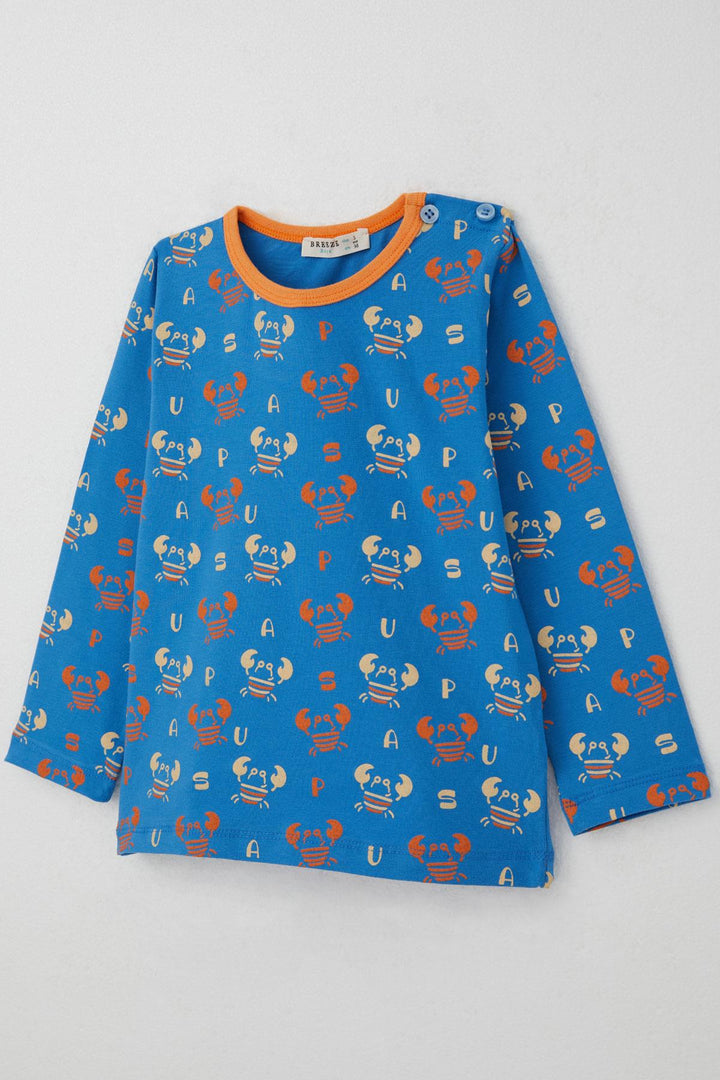 BRE Breeze Erkek Çocuk Pijama Takımı Sevimli Yengeç Desenli 1-3 Yaş, Saks Mavisi - San Martin Texmelucan de Labastida