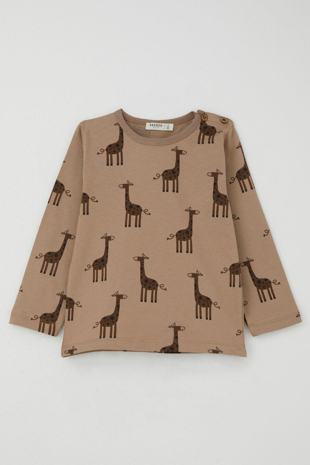 BRE Breeze Boys' Pyjama Set Cute Giraffe Patterned 1-3 Years, Mink - Centennial
