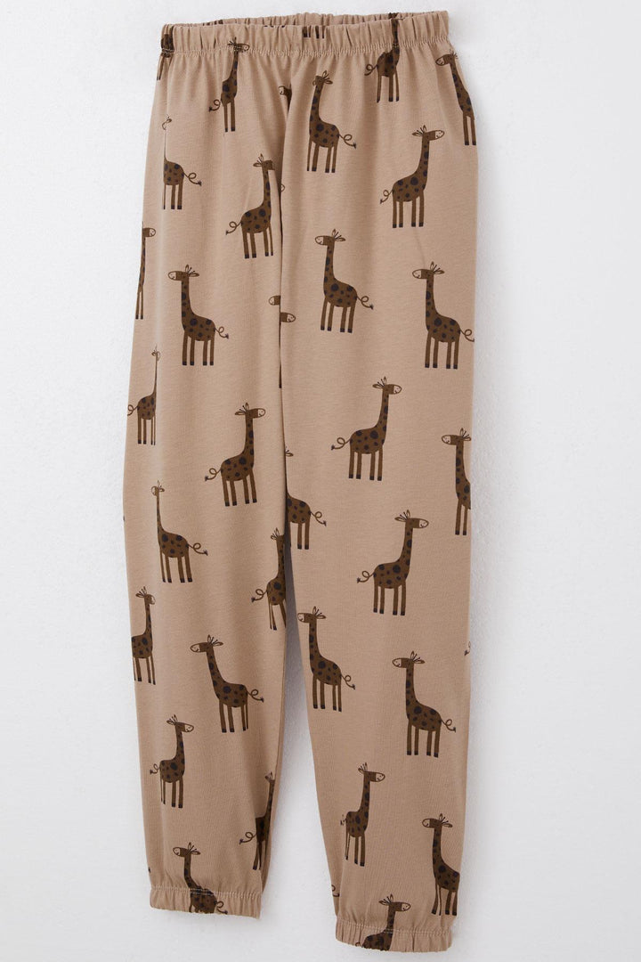 BRE Breeze Boys' Pyjama Set Cute Giraffe Patterned 4-8 Years, Mink - Ladispoli