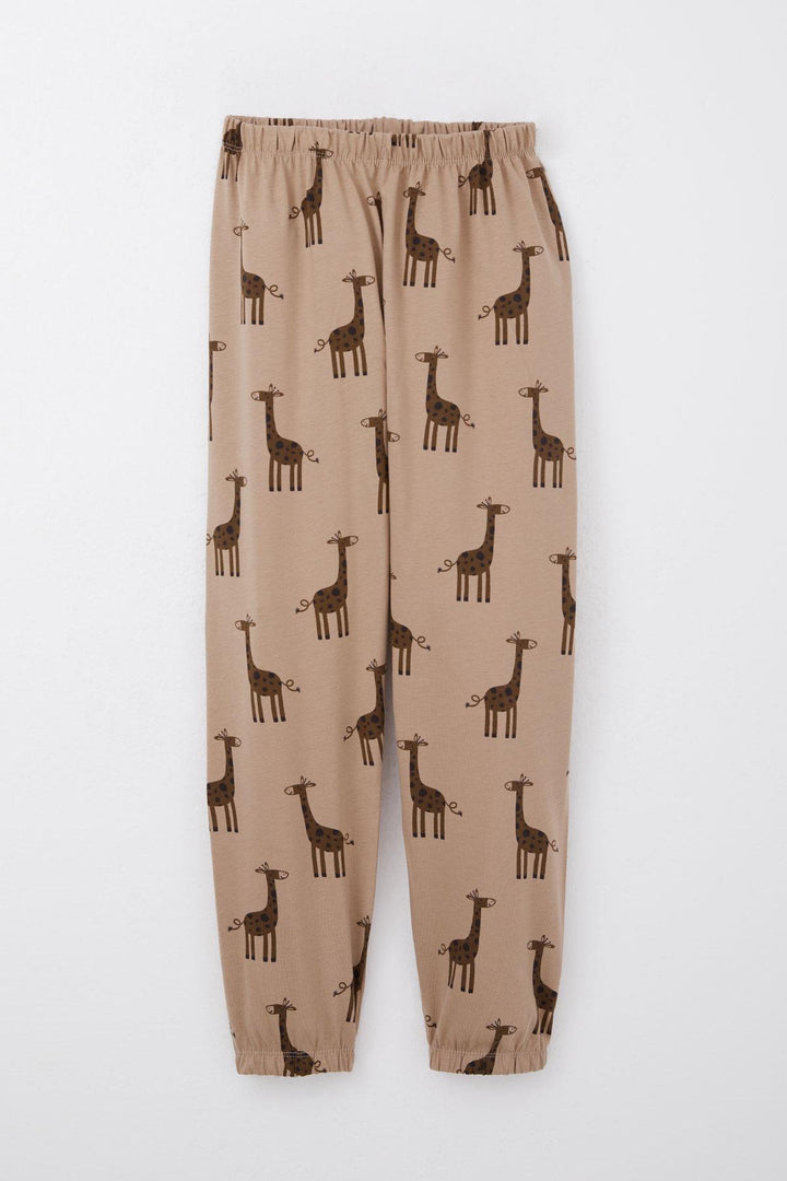 BRE Breeze Boys' Pyjama Set Cute Giraffe Patterned 4-8 Years, Mink - Ladispoli