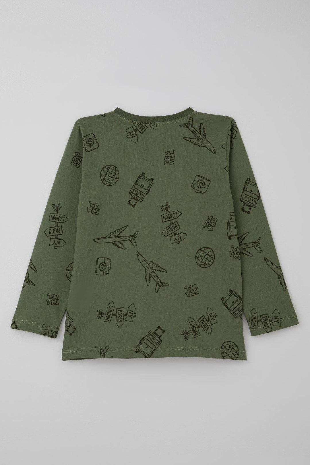 BRE Breeze Erkek Çocuk Pijama Takımı Seyahat Temalı Dünya Gezgini 4-8 Yaş, Haki Yeşil - Sindelfingen