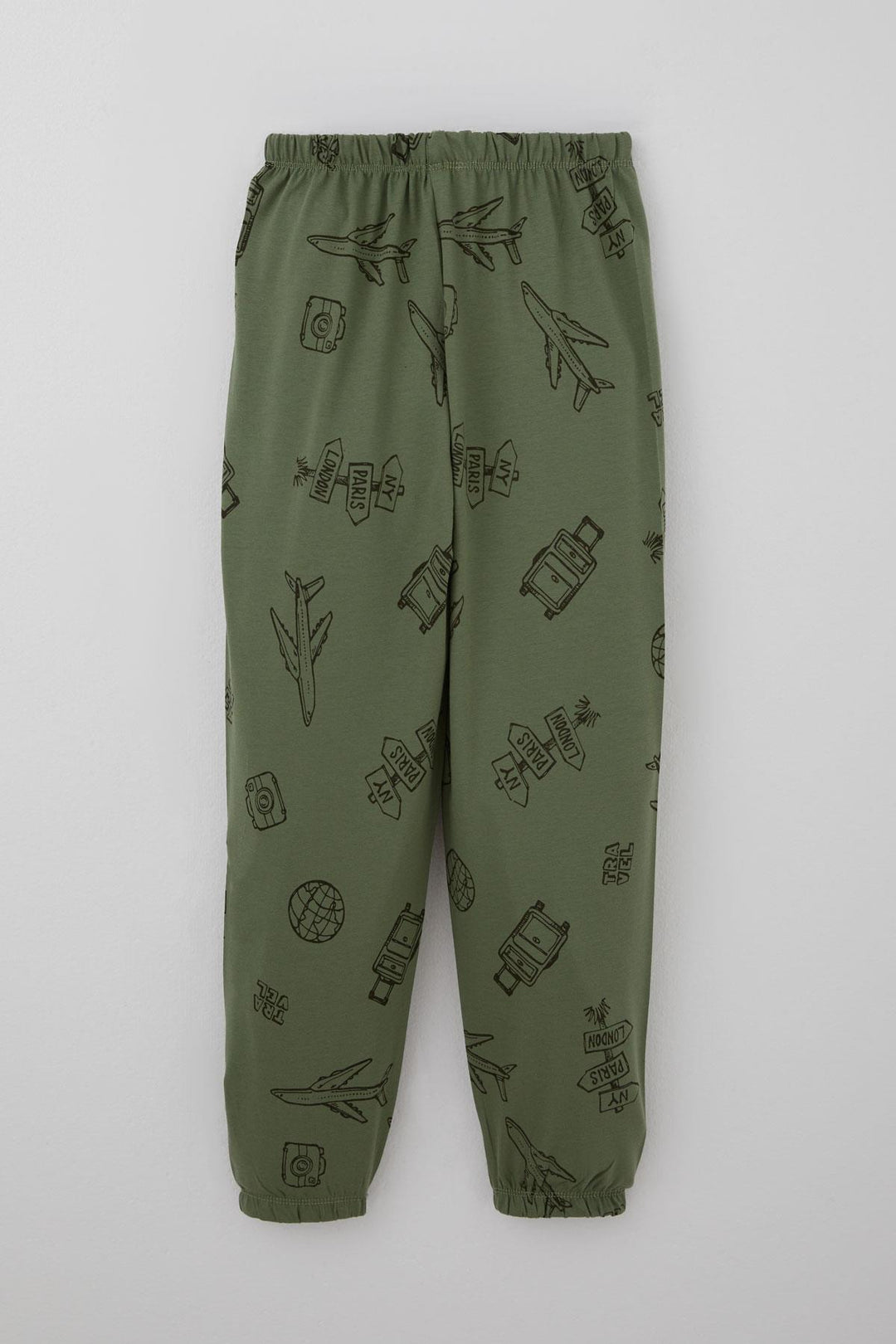 BRE Breeze Erkek Çocuk Pijama Takımı Seyahat Temalı Dünya Gezgini 4-8 Yaş, Haki Yeşil - Sindelfingen
