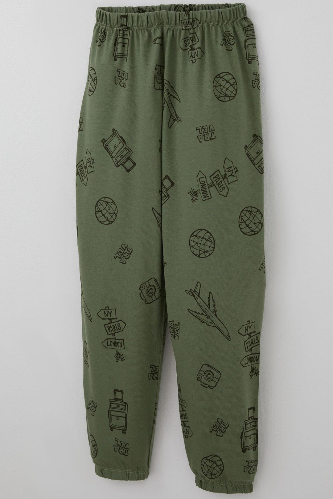 BRE Breeze Erkek Çocuk Pijama Takımı Seyahat Temalı Dünya Gezgini 4-8 Yaş, Haki Yeşil - Sindelfingen