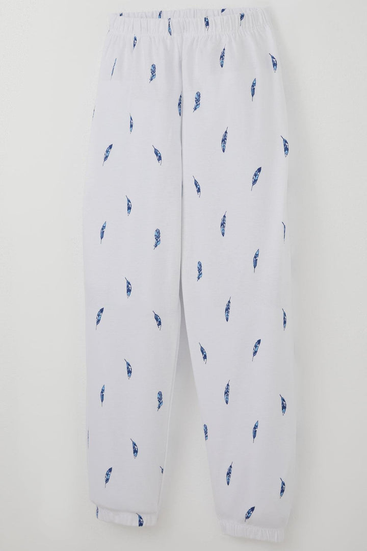 BRE Breeze Erkek Çocuk Pijama Takımı Uçan Mavi Tüy Desenli 4-8 Yaş, Beyaz - Pontiac
