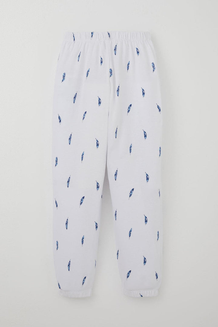 BRE Breeze Erkek Çocuk Pijama Takımı Uçan Mavi Tüy Desenli 4-8 Yaş, Beyaz - Pontiac