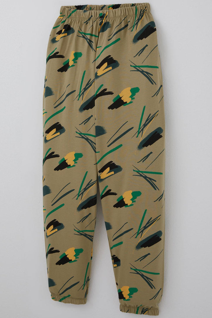 BRE Breeze Erkek Çocuk Pijama Takımı Uykucu Fırça 4-8 Yaş, Haki Yeşil - Cutler Bay