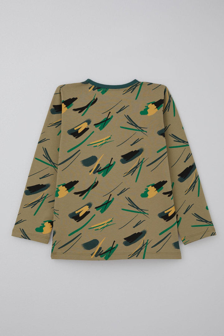 BRE Breeze Erkek Çocuk Pijama Takımı Uykucu Fırça 4-8 Yaş, Haki Yeşil - Cutler Bay